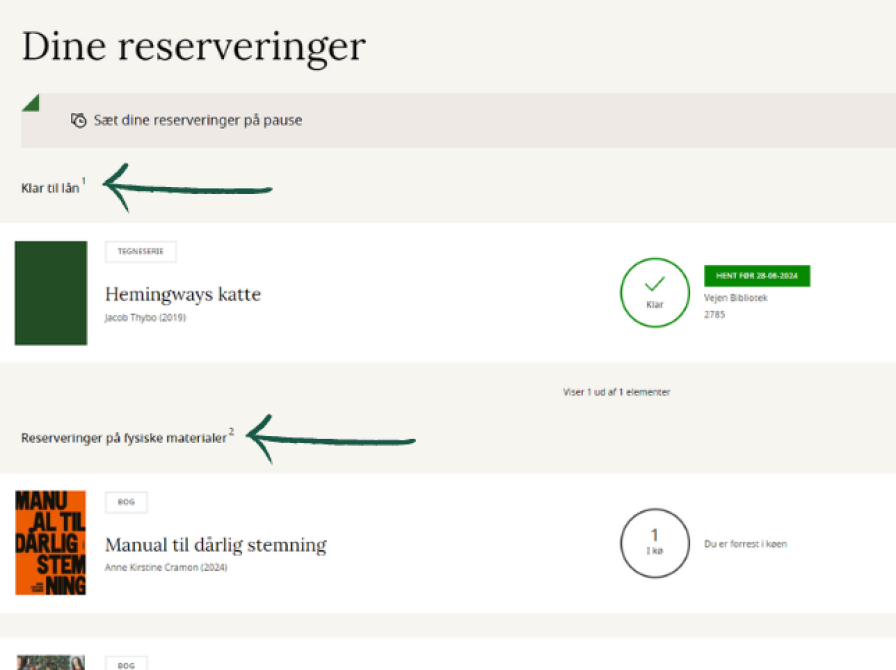 skærmbillede af reserveringsvindue