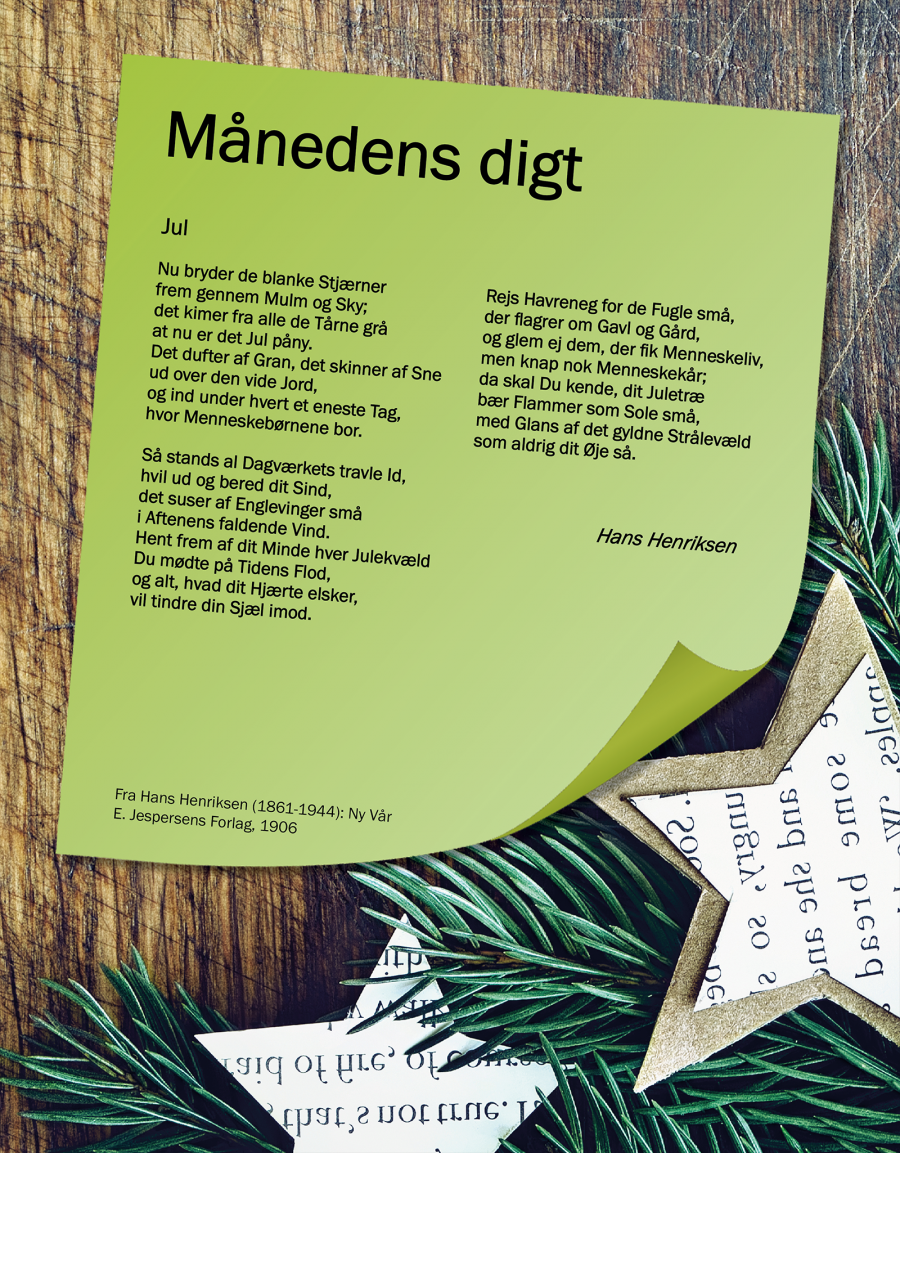 Plakat med månedens digt i december